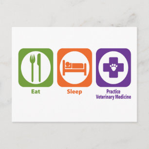 Carte Postale Pratique du sommeil à manger Médecine vétérinaire