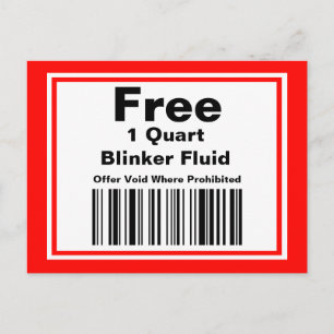 Carte Postale Pratique Joke Blinker Fluid Coupon