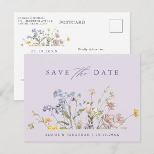 Carte Postale Préannonce de date de mariage Prairie fleurie prin