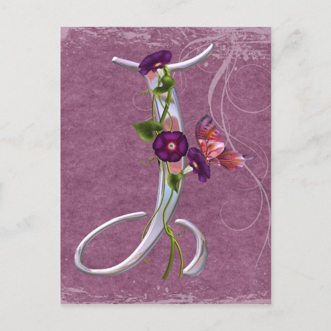 Carte Postale Précieux papillon initial J (Devant)