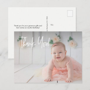 Carte Postale Premier anniversaire de bébé fille Merci Photo