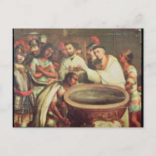 Carte Postale Premier baptême des Indiens par les Dominicains