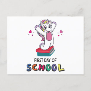 Carte Postale Premier jour de l'école Unicorn
