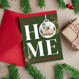 Carte Postale Premier Noël à New Home Festive Festive Rouge