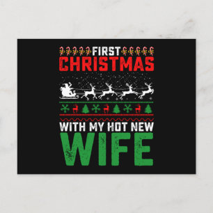Carte Postale Premier Noël Avec Mon Hot New Femme Famille Vilain