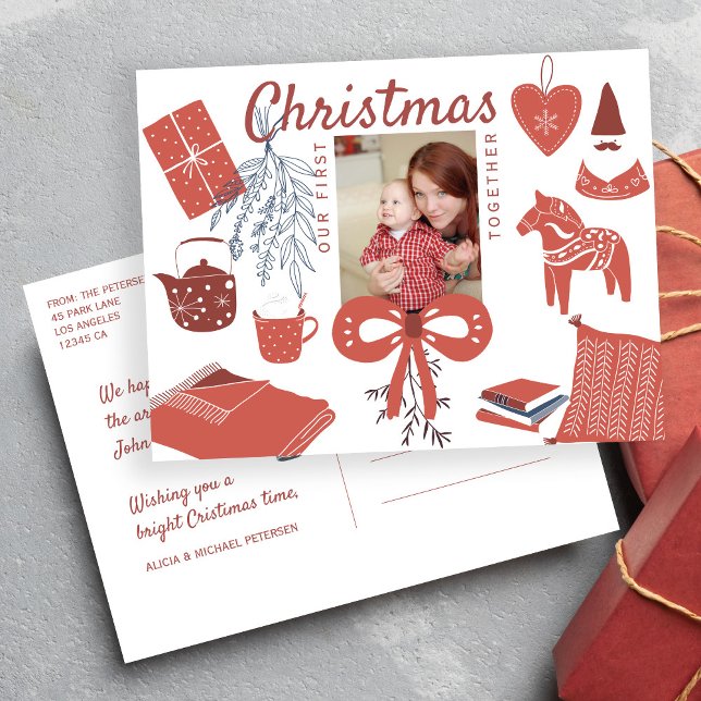 Carte Postale Premier Noël ensemble photo faire-part de naissanc (Créateur téléchargé)