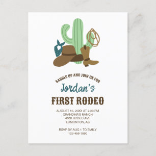 Carte Postale Premier Rodéo Anniversaire 1er Cowboy Cute Western