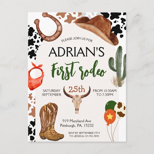 Carte Postale Premier Rodéo Cow-boy Occidental Premier Anniversa (Devant)