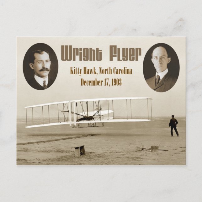Carte Postale Premier vol du Flyer Wright 1903 (Devant)