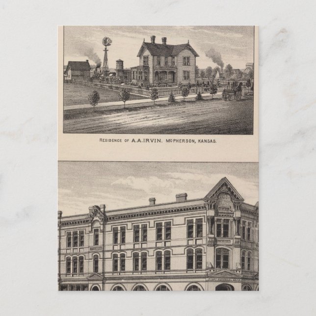 Carte Postale Première banque nationale, Kansas (Devant)