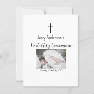 Carte Postale Première communion sacrée catholique simple QR min