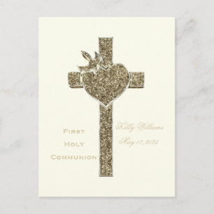 Carte Postale Première Croix de la Communion avec la colombe et 