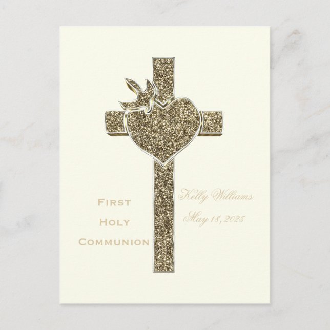 Carte Postale Première Croix de la Communion avec la colombe et  (Devant)