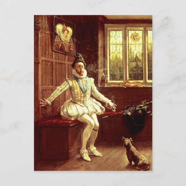 Carte Postale Première fumée de Sir Walter Raleigh (Devant)