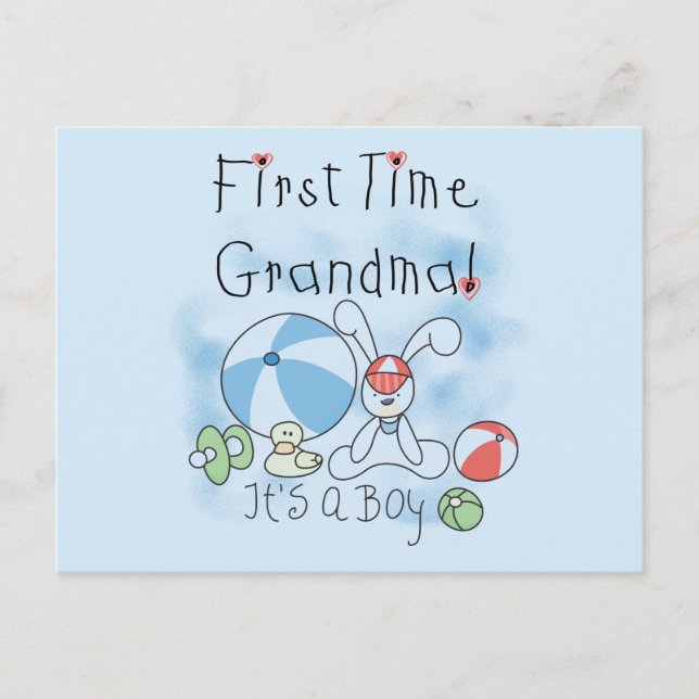 Carte Postale Première Grand-mère de garçon Tshirts et cadeaux (Devant)