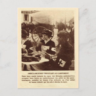 Carte Postale Première Guerre Mondiale, tricotant pour les
