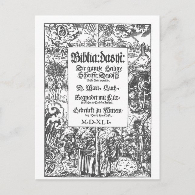 Carte Postale Première page Vielle Bible Luther (Devant)