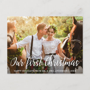 Carte Postale Première photo de la mariée de Noël