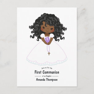 Carte Postale Première sainte communion de la fille noire