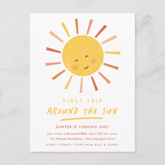 Carte Postale Première visite autour du soleil 1er anniversaire  (Devant)