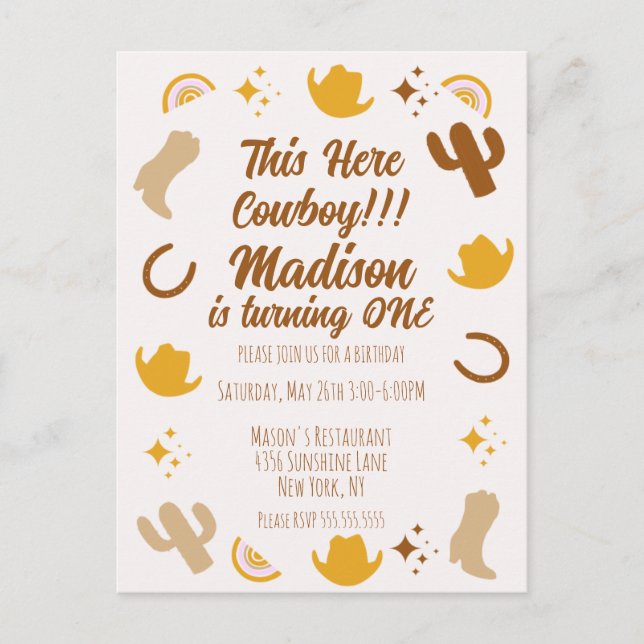 Carte Postale Premiers anniversaires Arc-en-ciel Rodéos Annivers (Devant)