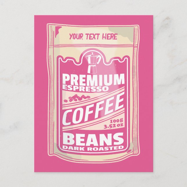 Carte Postale Premium espresso café haricots rose nourriture pop (Devant)