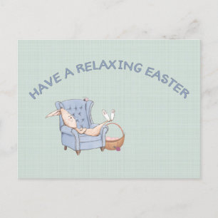 Carte Postale Prenez un lapin de Pâques dans un fauteuil