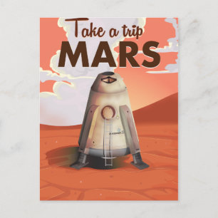 Carte Postale Prenez un voyage vers Mars affiche de voyage vinta