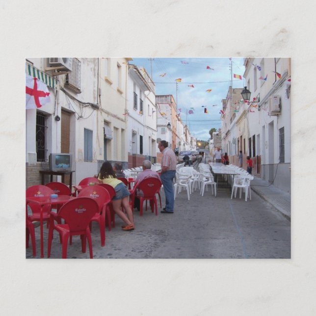 Carte Postale Préparation de la fête de rue. (Devant)