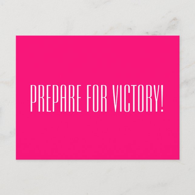 Carte Postale PRÉPARER LA Citation positive VICTOIRE Rose chaud (Devant)