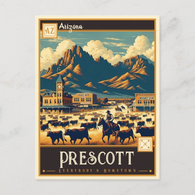 Carte Postale Prescott, Arizona | VINTAGE (Devant)