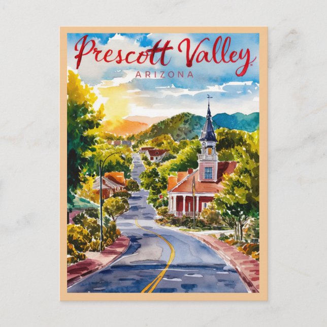 Carte Postale Prescott Valley, Arizona Watercolor Painting (Devant)