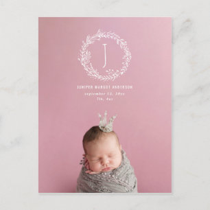 Carte Postale Présentation de la faire-part de naissance photo à