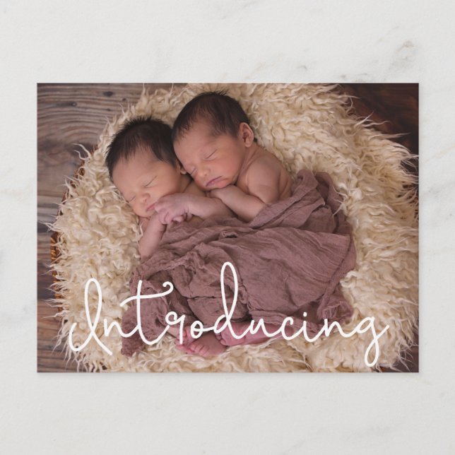 Carte Postale Présentation de Script Twin bébé Faire-part de nai (Devant)