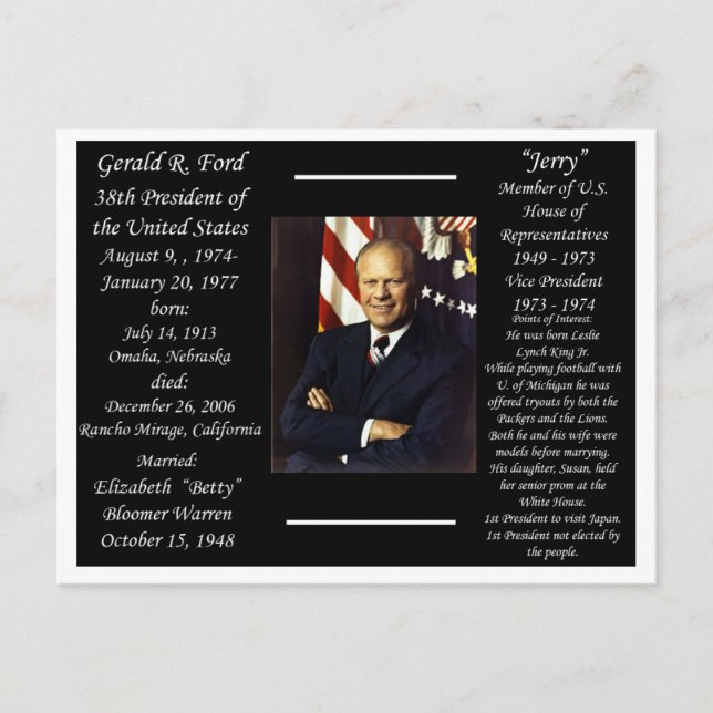 Carte Postale Président Gerald Ford (Devant)