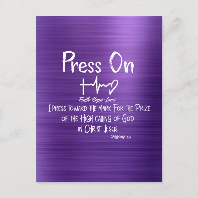 Carte Postale Presse chrétienne avec verset biblique Philippiens (Devant)