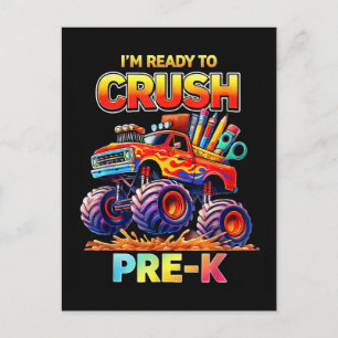 Carte Postale Prêt à écraser le camion monstre pré-maternelle re