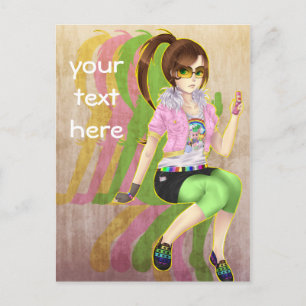 Carte Postale Pretty anime girl fashion victim post card