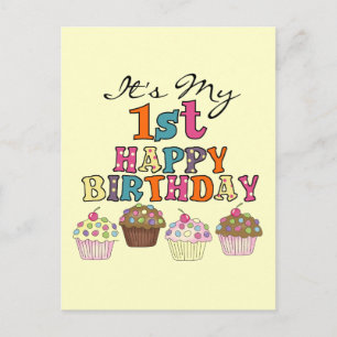 Carte Postale Pretty Cupcakes 1er Anniversaire Tshirts et cadeau