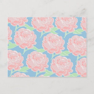 Carte Postale Pretty Girly Pastel Pink and Blue Floral Print