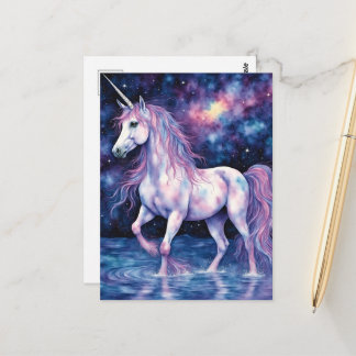 Carte Postale Pretty Purple Unicorn In The Lake