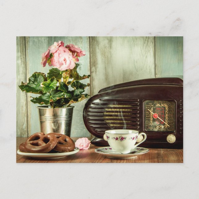 Carte Postale Pretzel Tea Rose Horloge (Devant)
