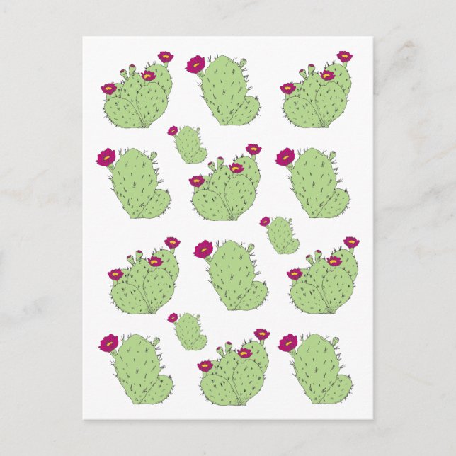 Carte Postale Prickly Pear Motif Texas State Plante Cactus Love (Devant)