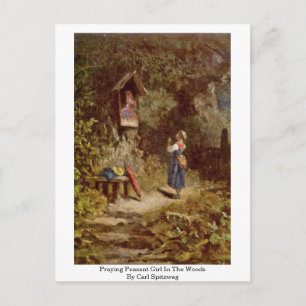 Carte Postale Prier Une Fille Paysanne Dans Les Bois Par Carl Sp