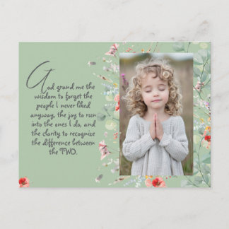 Carte Postale Prière de Sagesse Personnalisée avec Photo, Nom. .