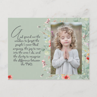 Carte Postale Prière de sagesse personnalisée avec photo, nom.