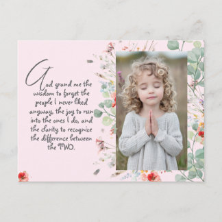 Carte Postale Prière de sagesse personnalisée avec photo, nom. .