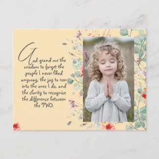 Carte Postale Prière de Sagesse Personnalisée avec Photo, Nom. .