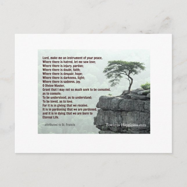 Carte Postale Prière de Saint François (Devant)