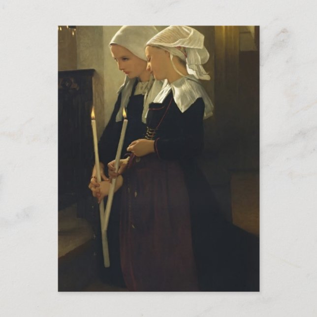 Carte Postale Prière de William Bouguereau- chez Sainte Anne (Devant)